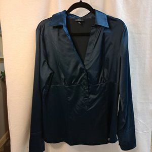 Mossimo Satin Teal Blouse XL